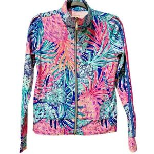 Lilly Pulitzer Luxletic Full Zip Hadlee Athletic Pineapple Print Jacket XS